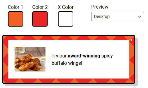 Mobile preview of a proof popup